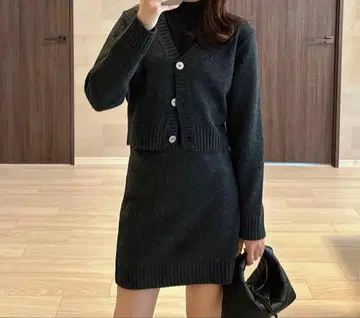 eneu 다크 그레이 니트 타이트 스커트