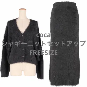 [coca] 샤기 니트 셋업 차콜