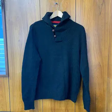 랄프 로렌 RUGBY 숄카라 셰틀랜드 울 L 블랙