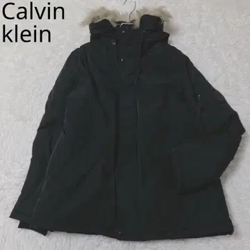 캘빈클라인 점퍼 인조 모피 내수성 캐주얼 블랙 L 사이즈
