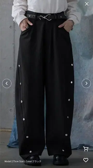 SERACE 와이드 드레이프 TR 스터드 커브 슬랙스 M 블랙