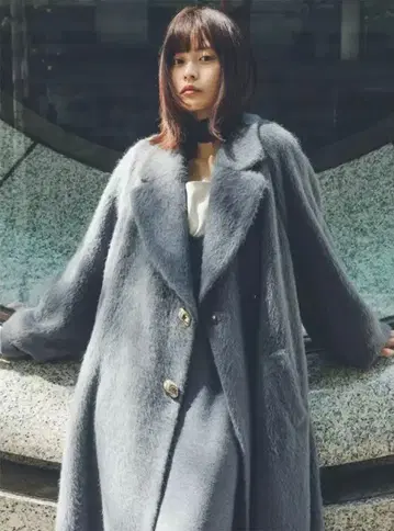 샤기 롱 코트 차콜 그레이