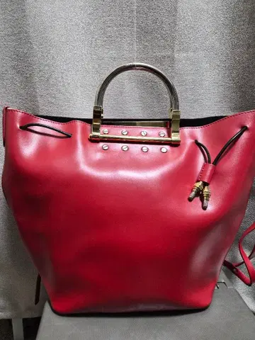 이에나 가죽 빨간색 토트백 숄더백