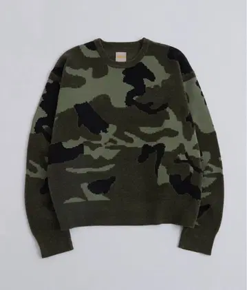 카모플라쥬 패턴 오버 사이즈 니트 스웨터