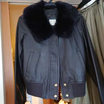 SHIPS 가죽 퍼 옷깃 블루종 자켓 브라운 38