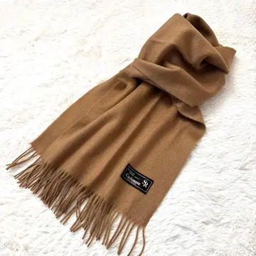 캐시미어 카멜색 프린지 스톨 머플러