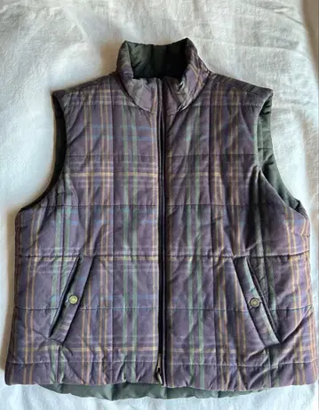 CHAPS 체크 무늬 다운 베스트 리버서블