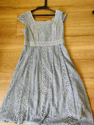 그레이 레이스 슬리브리스 원피스 36