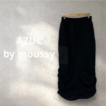 [ AZUL by moussy ] 카고 포켓 & 셔링 롱 스커트
