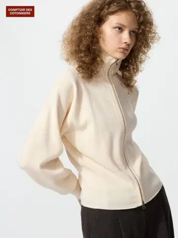 유니클로 메리노 지퍼 가디건 NATURAL M 사이즈