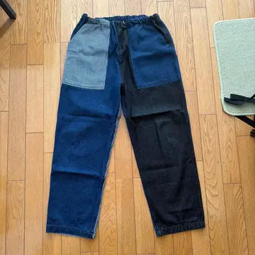 GUNG HO 패치워크 팬츠 다크 블루 스트라이프