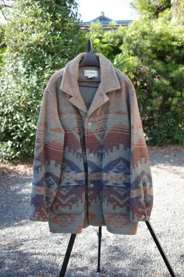 L.L.Bean 네이티브 무늬 콘초 버튼 울 자켓 XL