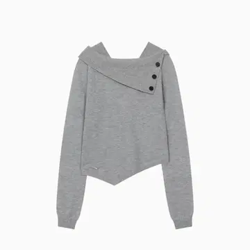Oblique line button knit LIGHT GREY