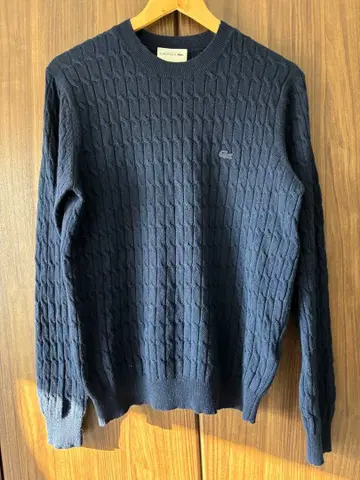 LACOSTE 네이비 케이블 짜임 니트 M