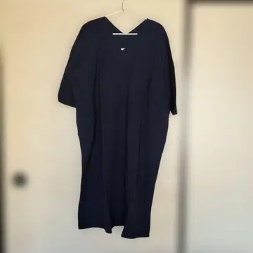 SOU SOU 네이비 V넥 롱 원피스 타카시마치지 긴 기장