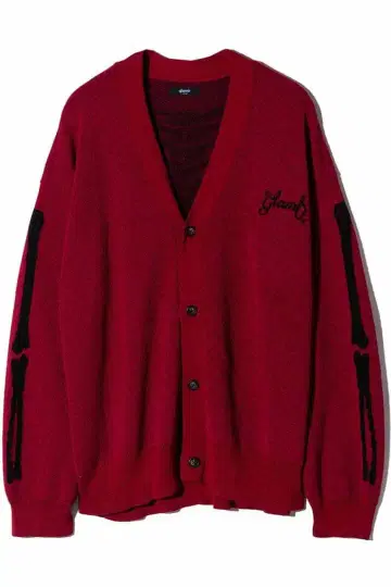 빨간색 골격 디자인 가디건