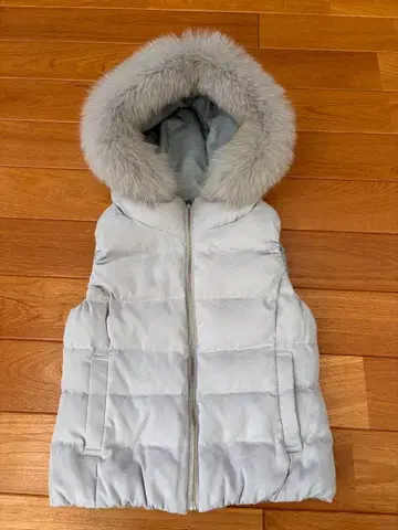 ANAYI 퍼 후드 다운 자켓 라이트 그레이