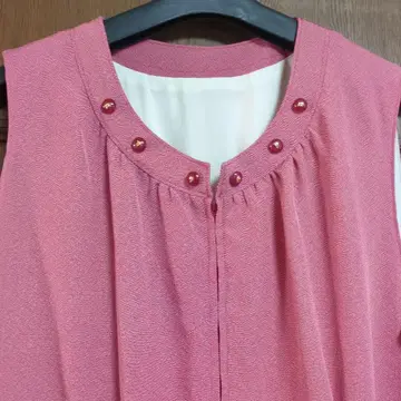 순수 실크 상어 코몬 핑크 슬리브리스 안감 무릎 기장 원피스