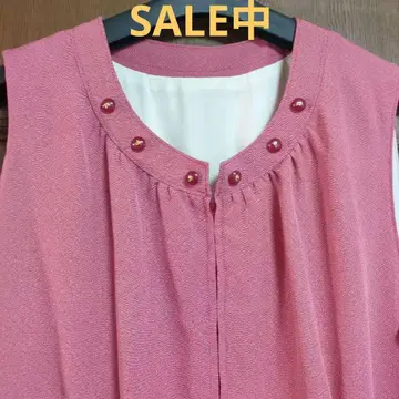 순수 실크 상어 코몬 핑크 슬리브리스 안감 무릎 기장 원피스