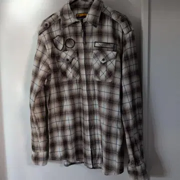 체크 무늬 긴팔 셔츠 (브라운, 베이지)