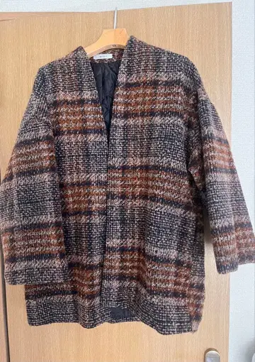 ap retro 울 혼방 체크 무늬 체스터 코트