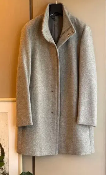 Calvin Klein 그레이 노카라 체스터 코트 남성용