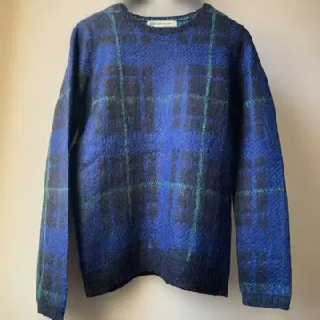 그린 라벨 릴랙싱 체크 무늬 모헤어 니트