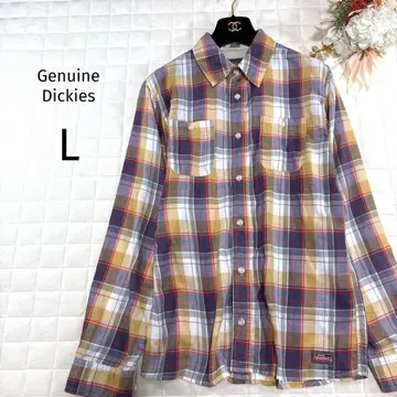 Genuine Dickies 긴팔 셔츠 남성용 L 사이즈 체크 무늬