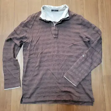 빔즈 BEAMS 브라운 코튼 긴팔 피케 셔츠