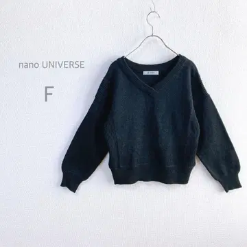 [ nano UNIVERSE ] V넥 하이 게이지 니트 워셔블 퍼프 소매