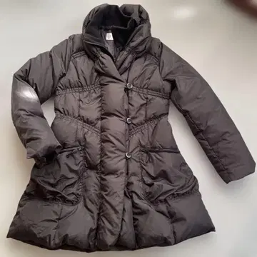 PECA 다운 코트 숄카라 여배우 옷깃 블랙