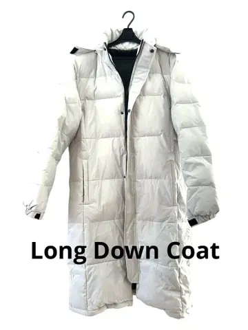 롱 다운 코트 남성용 화이트 L 상당 후드 부착