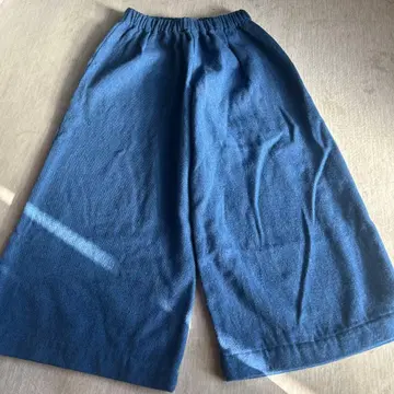 네이비 가우초 팬츠 허리밴딩 린넨울