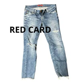 RED CARD 라이트 블루 스트레이트 데님 데미지 가공