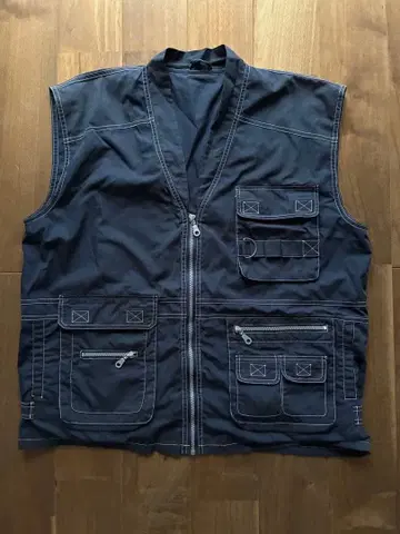 네이비 지퍼 베스트 다수 포켓