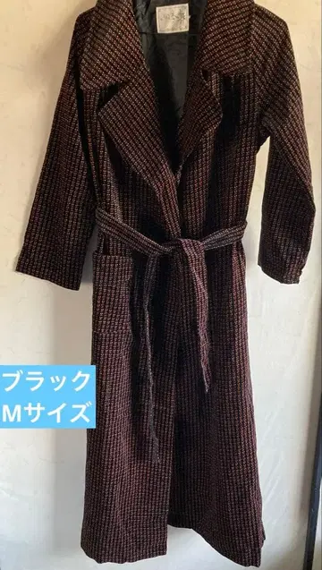 블랙 계열 음표 패턴 롱 코트 M 사이즈