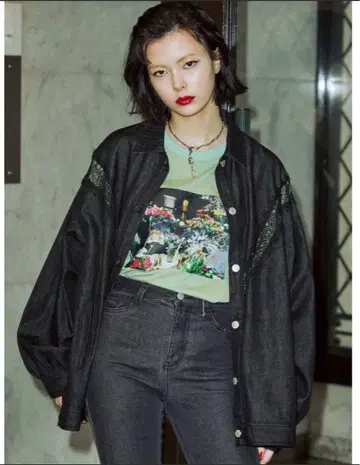 jouetie 레이스 도킹 셔츠 블랙