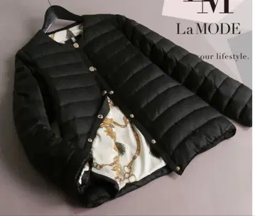 완판템 어른 리치한 스카프 패턴 다운 코트