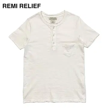 고품질 레미 리프 헨리넥 포켓 T셔츠 화이트 일본제 티셔츠