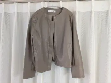 그레이 가죽 자켓 노카라