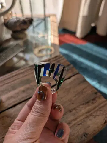 기하학적 디자인 스트라이프 반지