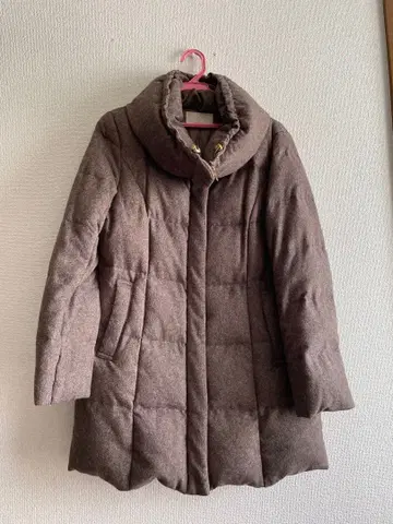 브라운 다운 코트 볼륨 옷깃