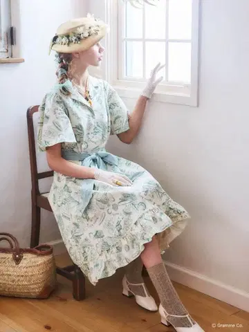 Q-pot. dress 파티스리 벨 슬리브 셔츠 드레스 민트