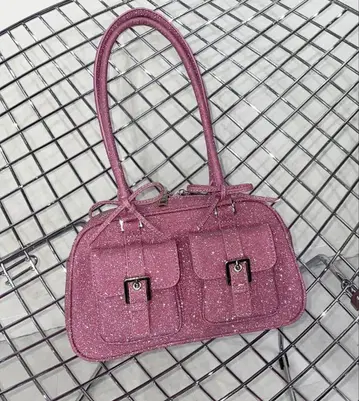 SPIRAL GIRL 글리터 라메 버클 디자인 BAG 핑크 PINK