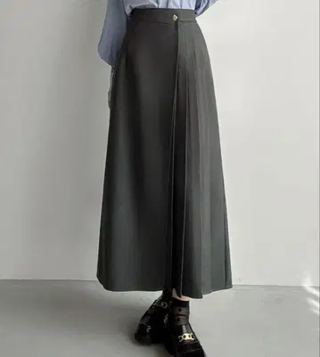 Meiru 플리츠 랩 미디엄 스커트