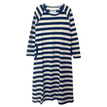 grin/블루 x 화이트/보더/긴팔 원피스