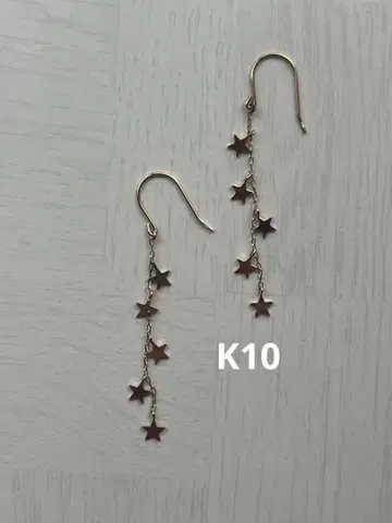 골드스타 귀걸이 K10 별똥별 크리스마스 후크 체인