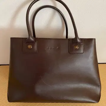 agnis b. 브라운 가죽 토트백