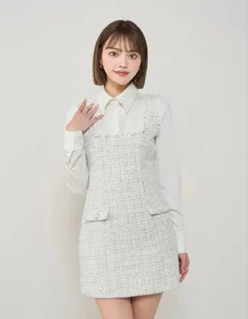 Darich 다리치 셔츠 도킹 트위드 미니 원피스