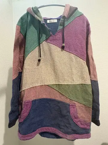 mianna 멀티 컬러 패치워크 후드티